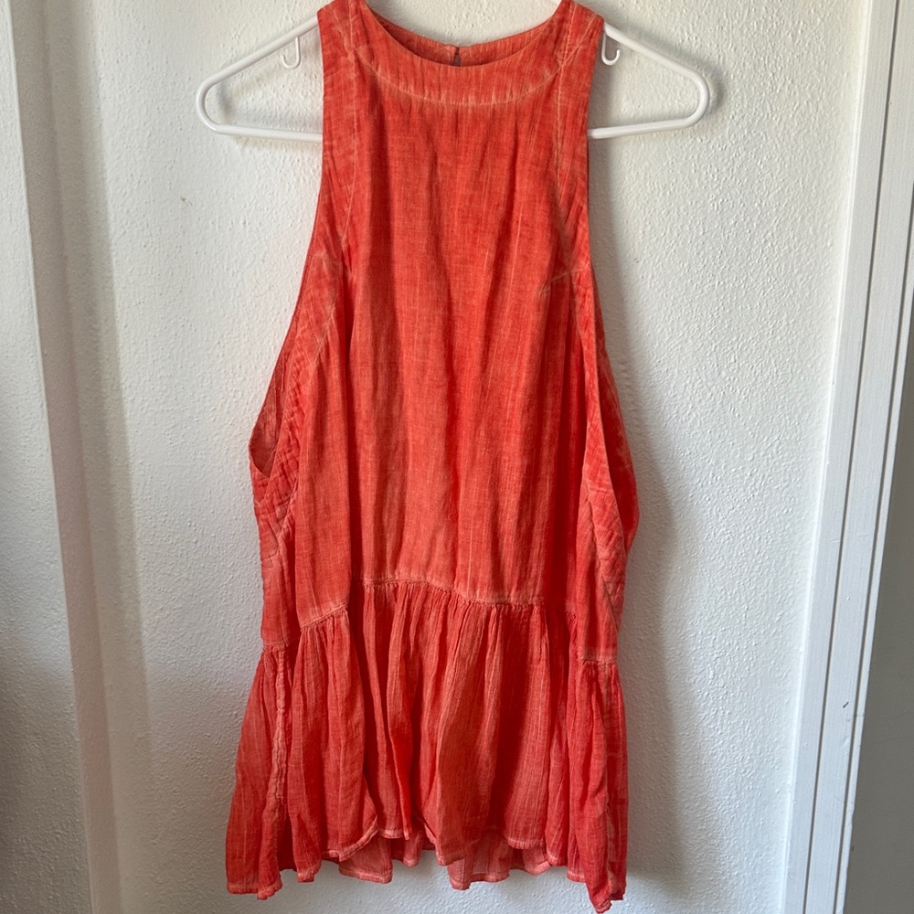 Free People Women’s Sleeveless Tiered Peasant Top - Coral